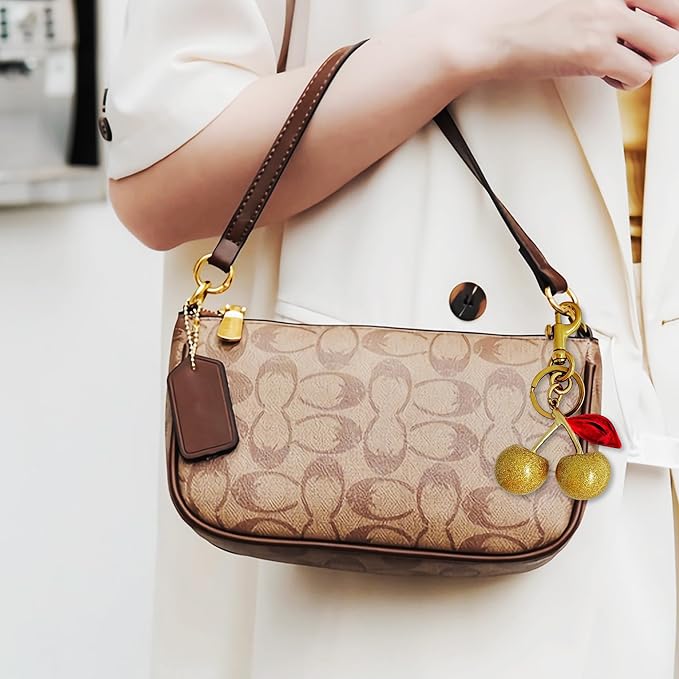 Cherry Bag Charm Purse Handbag Charm Cherry Car Accessories KeyChain Gift for Women Mothers Day Christmas Valentine