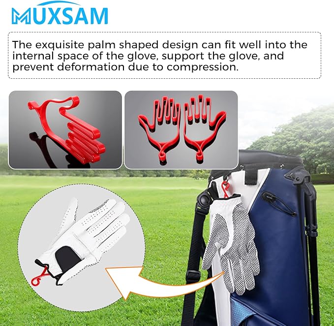 MUXSAM Golf Gloves Stretcher Holder Keeper Hanger Gloves Support Frame Golf Gloves Holder Rack Dryer Shaper Tool Accessories for Golfer Gloves Maintenance(1 Pair 2Pcs)