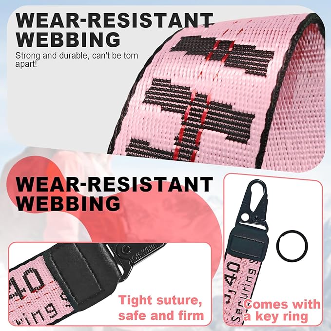 Fashionable Car keychain, Fabric Wrist Strap With Key Ring, Can Be Used To Hang Car key chain, Wallets, Jeans Decorations, Key Chain Accessories(Pink)