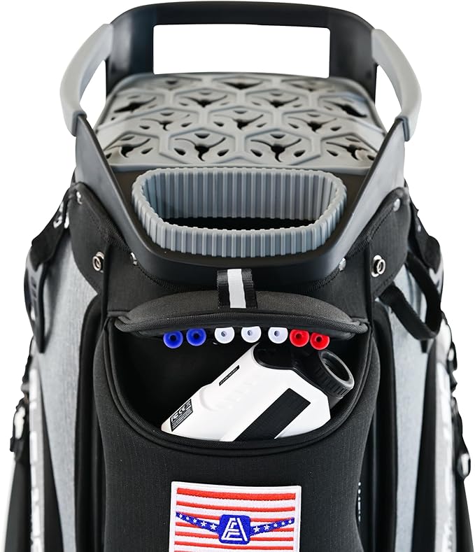 ASK ECHO SLC-130 Golf Cart Bag with 15 Way Full Length Dividers Top, Premium Quiet Golf Cart Bag with Rain Cover for Men