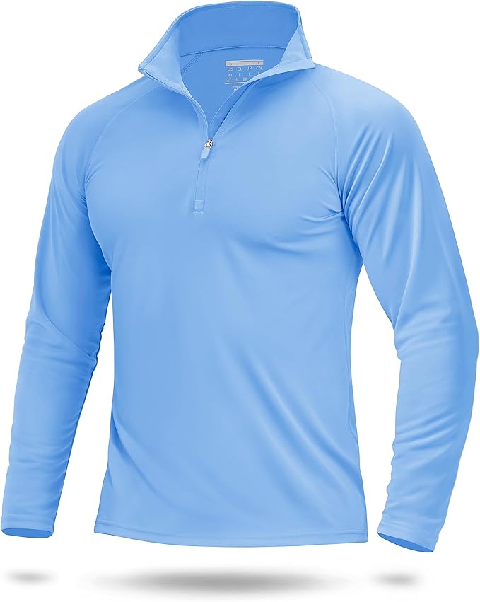 Boladeci Men's UPF 50+ Sun Shirts 1/4 Zip Long Sleeve SPF UV Protection Lightweight Quick Dry Quarter Zip Golf Shirts