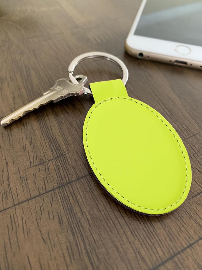 LaserGram Oval Keychain, Golfer Golfing, Personalized Engraving Included (Neon Green)