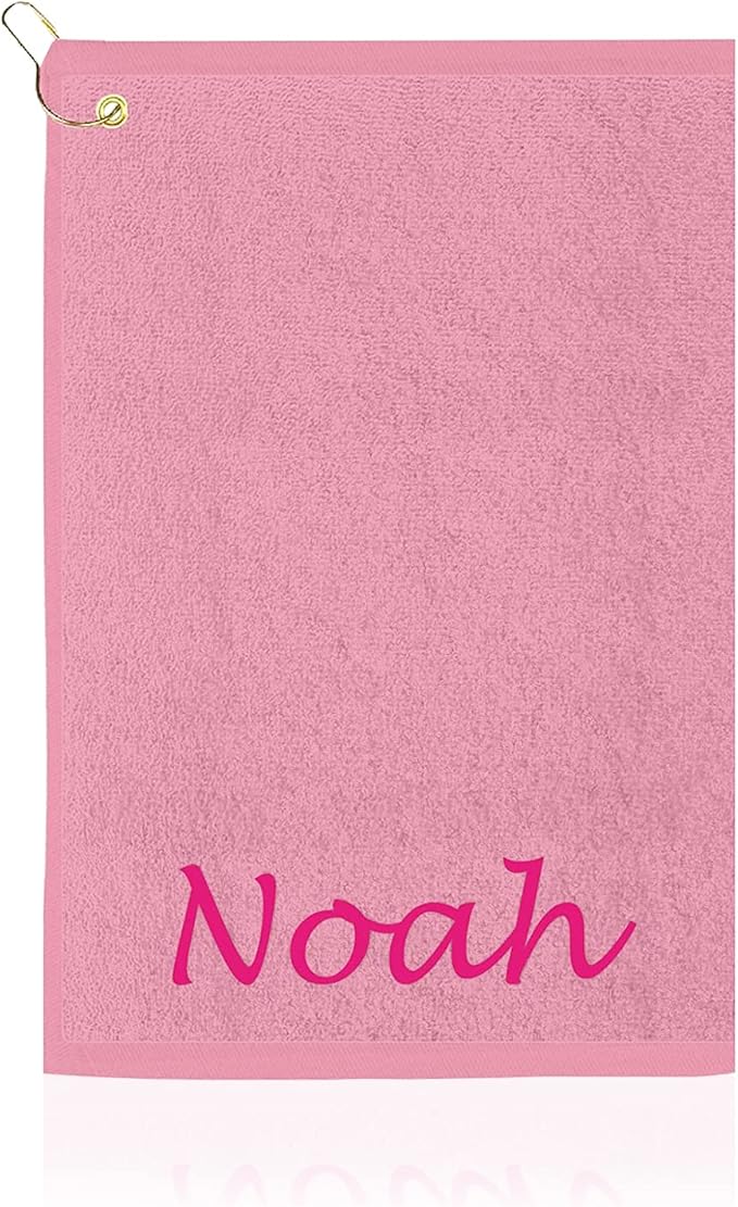 Personalized Passion Golf Towel with Embroidered Name - 16"x26" Custom Golf Towels with Clip - Soft & Highly Absorbent Plush Velour - Easily Wipes Away Sweat and Dirt - Gift for Golfers - Light Pink
