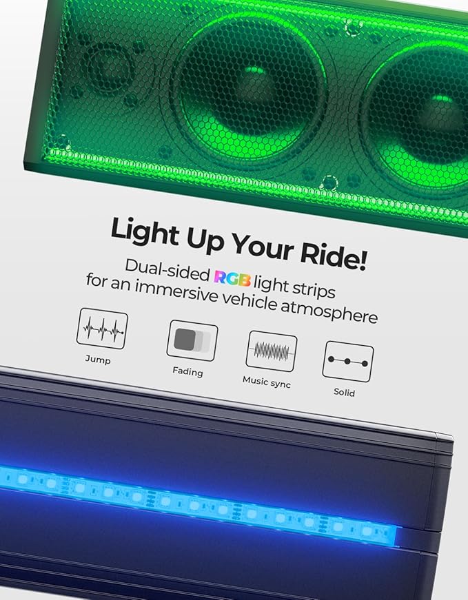 KEMIMOTO 6-Speaker Metal UTV Sound Bar, 25-inch IP65 Waterproof Golf Cart Sound Bar, ATV Speaker Bluetooth with RGB, SxS Soundbar Compatible with Polaris RZR Can-Am w/ 1.25 in - 2 in Roll Bar