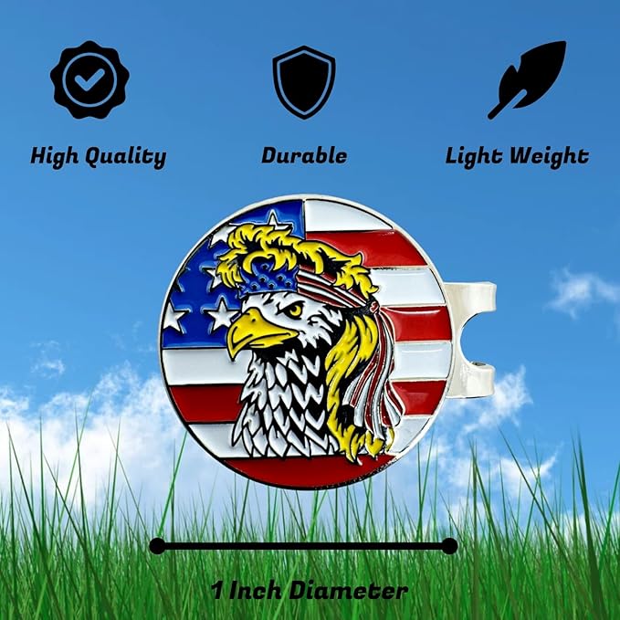 Golf Ball Marker with Magnetic Hat Clip Set - Men's and Women's Golf Accessories and Gift Ideas - Removable Attaches Easily to Golf Cap