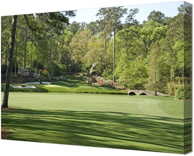 Augusta National Golf Course Wall Art for Living Room Bedroom Bathroom Home Decorations - Augusta Golf Course Picture Poster Framed Artwork Canvas Prints Ready to Hang(28''H x 44''W)