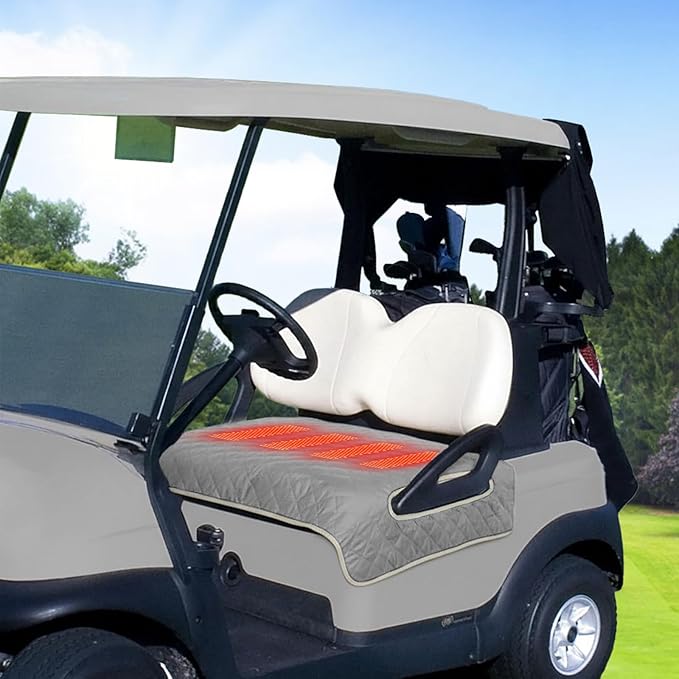 Heated Golf Cart Seat Cover,Non-Slip Winter Golf Cart Seat,Universal Fit, Easy Installation,4 Heating Zones, USB/Type-C Powered, Non-Slip & Waterproof, Ideal Golf Gift for Men