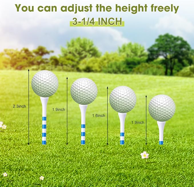 Vinsot 1000 Pcs Golf Tees Bulk 3-1/4 '' Wooden Bamboo Tees Decoration for Men Women Clubs Golf Ball Theme Party Accessories School Supplies(White Blue,Stripe)