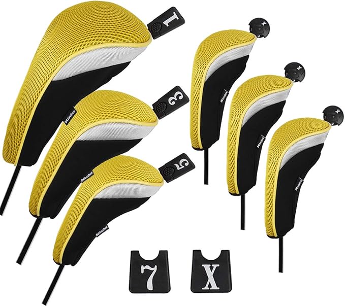 Andux 6pcs/Set Golf Club Head Covers Woods Driver Fairway Hybrid Set (3 Hybrids + 3 Woods)