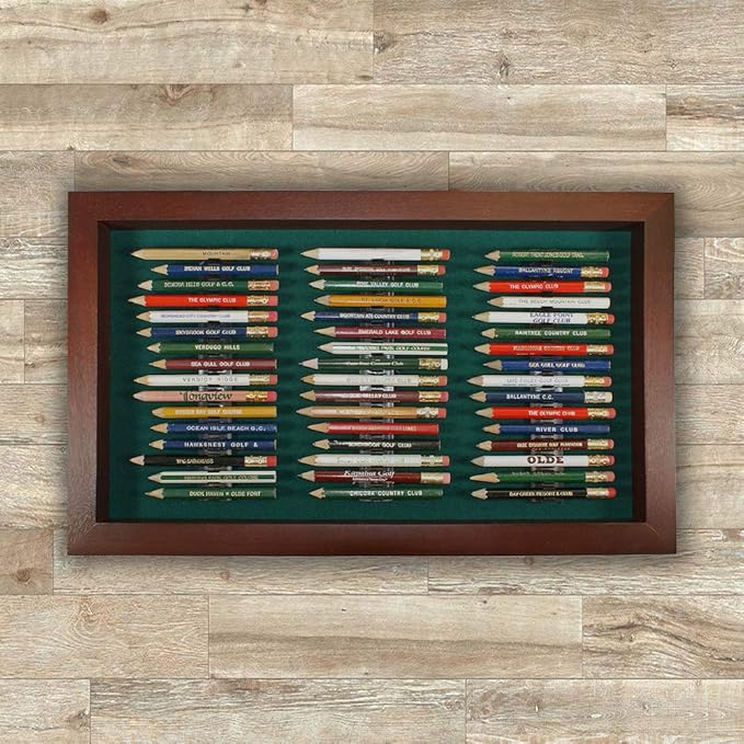 Eureka Golf Pencil Display Case | Holds 48 Round or Hexagonal Golf Pencils | Cherry Finish | Made in The USA