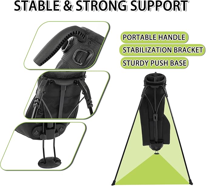 Golf Stand Bag,Lightweight Small Golf Bag,Medium Golf Carry Bag, 2-3Way Divider Men and Women with Adjustable Shoulder Strap Multiple Pockets with Golf Putter Covers