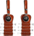 FINGER TEN Golf Tee Holder with Ball Marker and 4 Pcs Wood Tees Value 1/2 Pack, Luxury Leather Gift Hook to Golf Bag Belt Clip