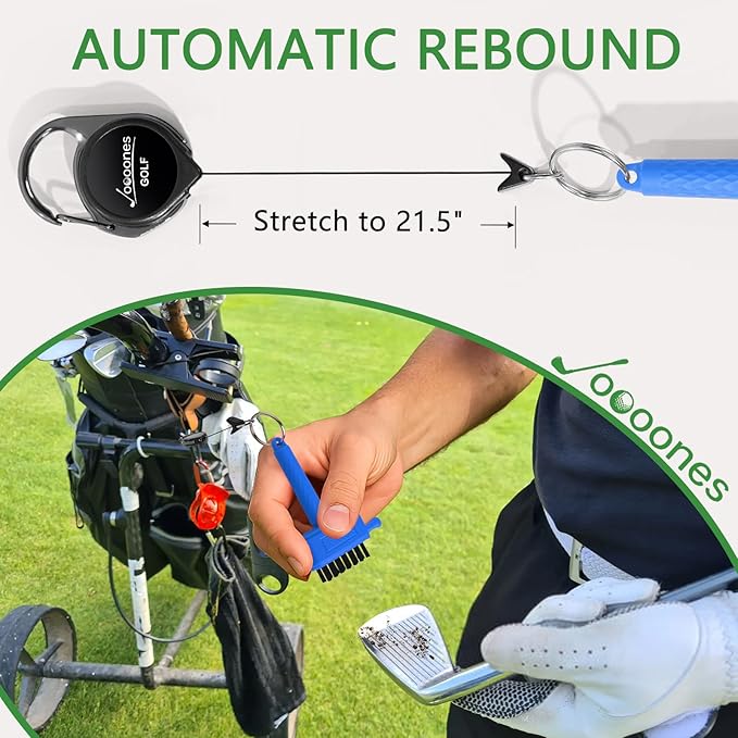 Mini Golf Brush with Nylon/Brass Bristles and Retractable Keychain - Pocket Brush Leave No Trace Clean Dual-Sided Brushes Easy to Carry(Blue) Essentials Golf Accessories for Golfer
