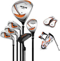 PGM Golf Club Set - 9 Pieces Junior Complete Golf Club Set for Kids Children - Right Handed - Driver(#1), Hybrid, Iron(#7,#9,#S), Putter, Golf Stand Bag