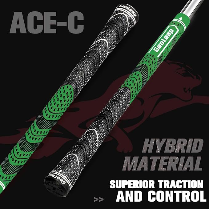 Geoleap Golf Grips Set of 13- Cord Rubber Compound Material, Hybrid Golf Club Grips, All Weather Performance.