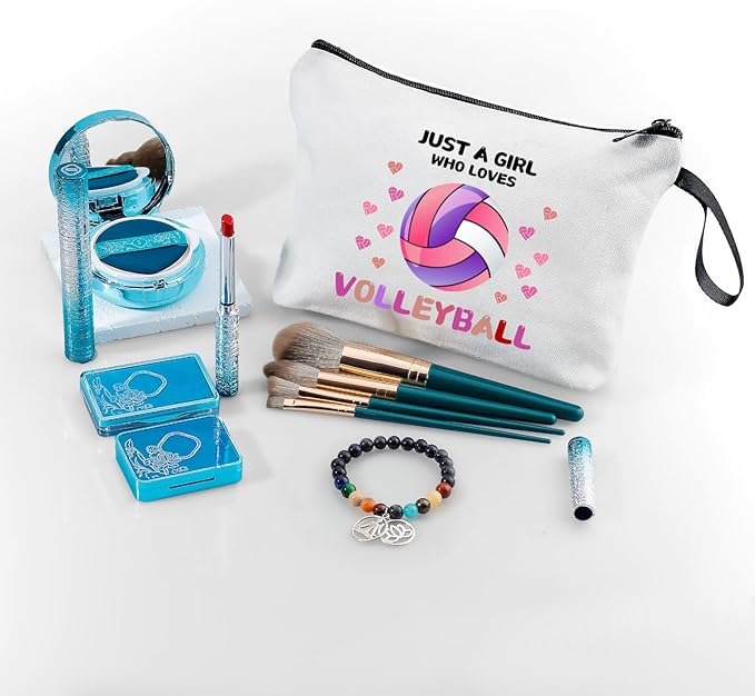 Volleyball Gifts for Teen Girls,Volleyball Gifts for Team,Volleyball Makeup Bag,Volleyball Stuff,Small Cosmetic Bag,Birthday Gifts for Friends Female,Volleyball Gifts,Christmas