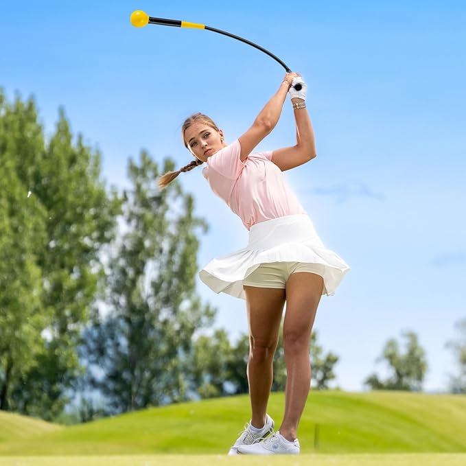 GYMAX Golf Swing Trainer, Warm-Up Stick with Grip Trainer for Rhythm, Balance, Tempo & Strength, Right Handed Swing Speed Training Aid, Weighted Golf Club for Indoor Practice