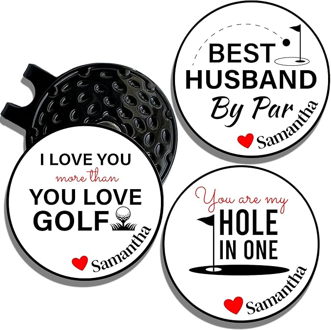 Wolf Golf Towels Golf Ball Marker Hat Clip Gift Set | Best Husband by Par or Best Boyfriend by Par | | 1 Magnetic Clip + 3 Ball Markers | Golf Accessories for Men