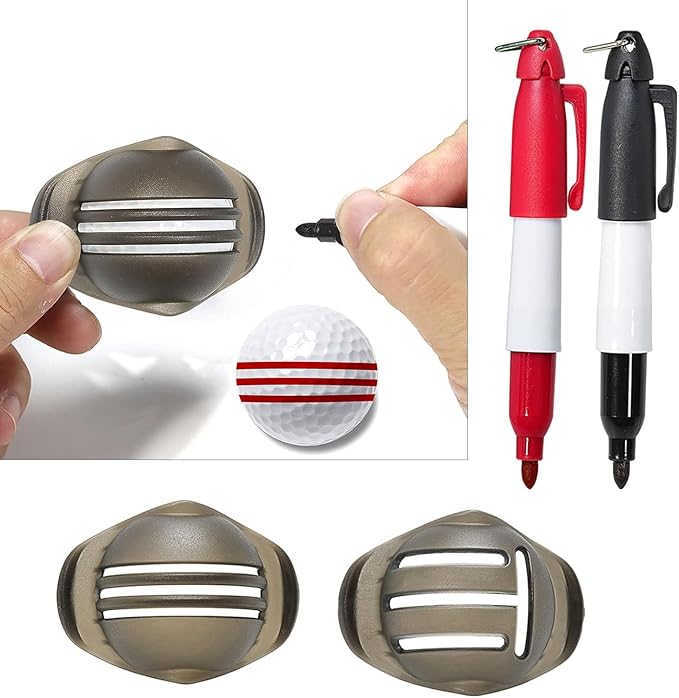 2Pcs Red and Black Golf Ball Line Marker Golf Ball Line Drawing Marker Line Template Liner Drawing Marking Alignment Putting Tool Golf Ball Line Liner Alignment Putting Tool Golf Ball Line Marker Tool