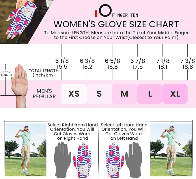 Ladies Golf Gloves Women Right Handed Golfer Left Hand Value 2 Pack with Ball Marker Leather All Weather Grip Breathable Soft Gift Set