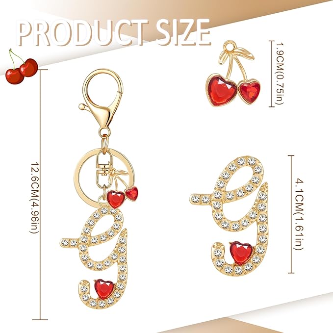 Gold Plated Alphabet Initial Letter Keyring Keychain for Women Girls Crystal Key Chains for Wallet Backpack Bag Charm