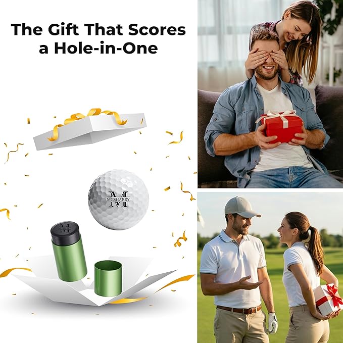 Personalized Golf Ball Marker Stamp, Self-Inking Marker, Reusable, Waterproof & Quick-Dry, Concave Design Permanent Marking with Metal Storage Case Best Gift for Golfer Birthday