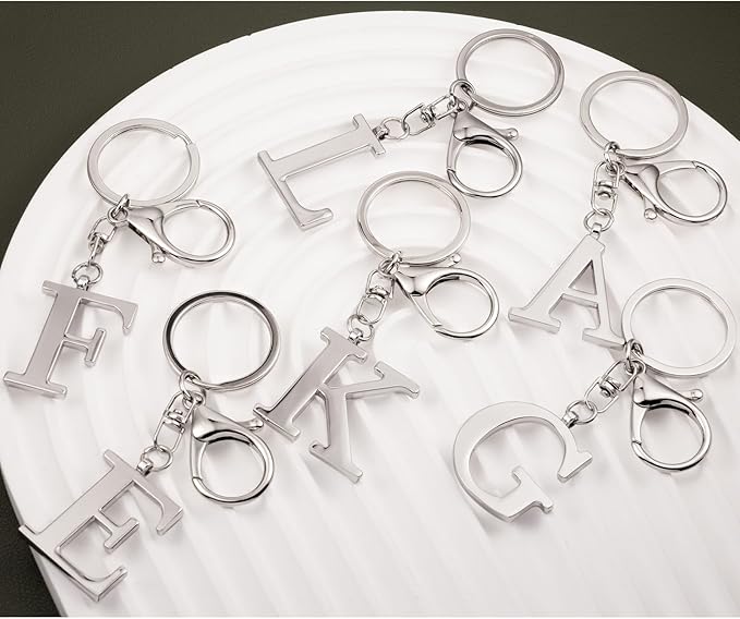 LAXPICOL Gold Letter A-Z Keychain for Women Bag Charms Purse Charms For Handbags Metal Alphabet Initial Letter Keychain