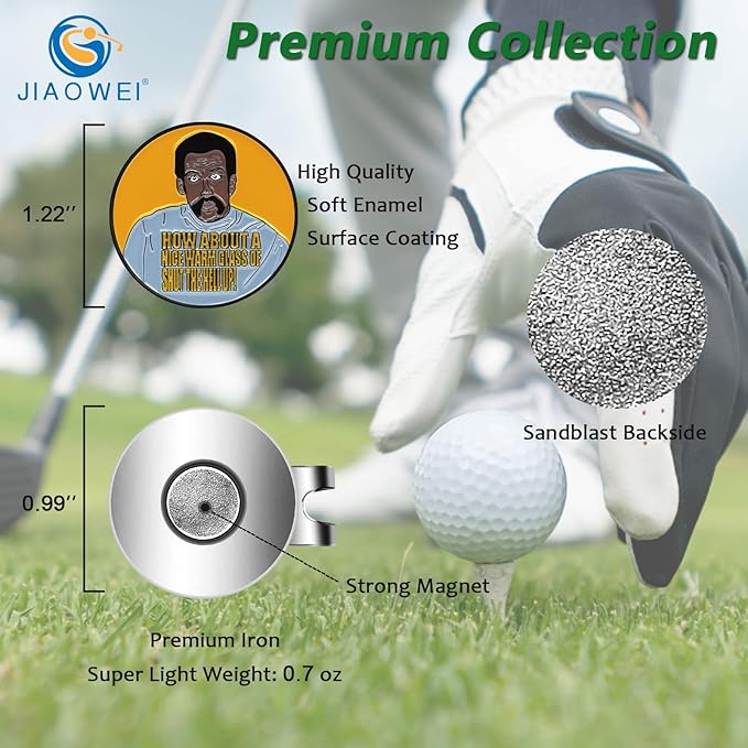 Enamel Golf Ball Marker with Magnetic Hat Clip - Funny Golf Accessories - Great Gift for Golf Lovers