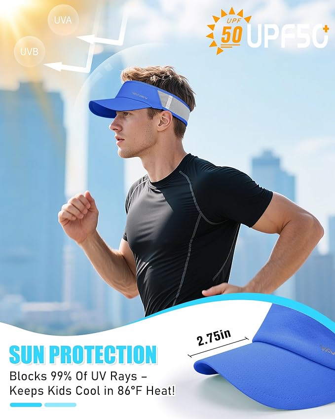 Sports Sun Visor Hats for Women Men Lightweight Breathable Cooling Stretchy Visors Foldable UPF 50+ for Running Tennis Golf