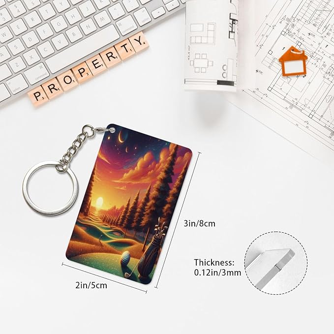 Keychain - Rectangular Acrylic Keychain Daily Key Ring Car Key Fob Holder 2X3 Inch