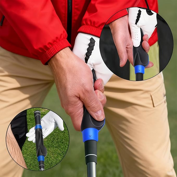 Golf Grip Trainer – Right-Hand Swing Trainer & Practice Grip Corrector for Proper Hand Position, Muscle Memory & Consistent Swings – Non-Slip, Easy Install, Fits Most Clubs – Great Golf Gift for Men & Dads