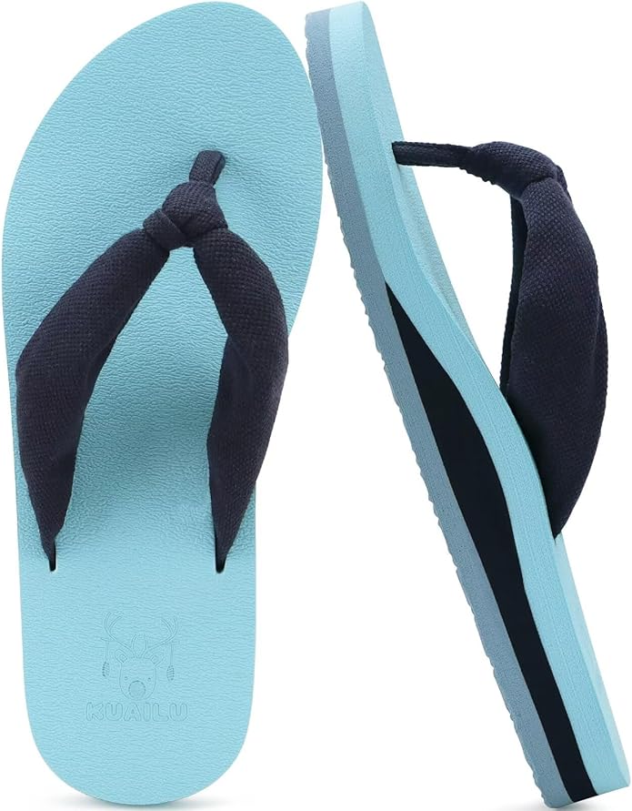 KuaiLu Flip Flops for Women with Arch Support Yoga Mat Comfortable Summer Beach Walking Thong Cushion Sandals Slip On Indoor Outdoor