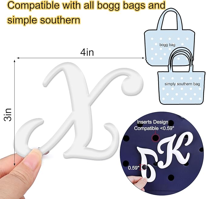 Mity rain Letter Charms for Bogg Bag，Alphabet Lettering Accessories Charms Compatible with Bogg Bag Original All Models, Insert Decorative Letter for Handbag Beach Tote Bag X