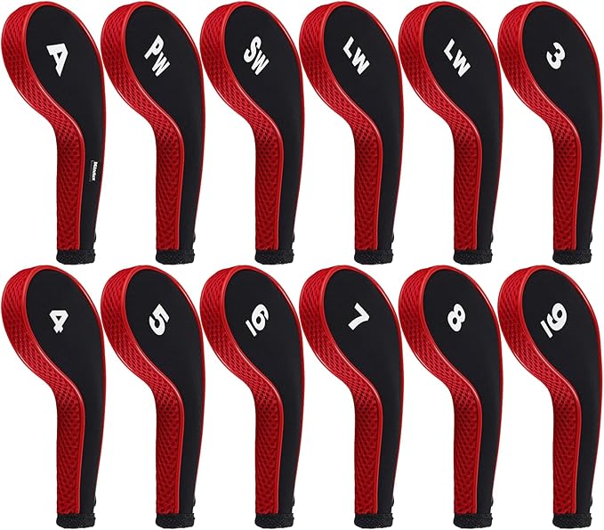 Andux Number Print Golf Iron Club Head Covers Long Neck with Zipper 12pcs/Set