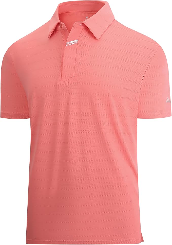 Esabel.C Jacquard Golf Shirts for Men Moisture Wicking Short Sleeve Performance Dry Fit Active Mens Polo Shirts