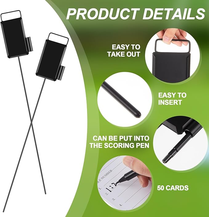 Shappy Golf Metal Proximity Marker with Black Markers and 1 Pcs (50 Sheets) Cards for Golf Marking