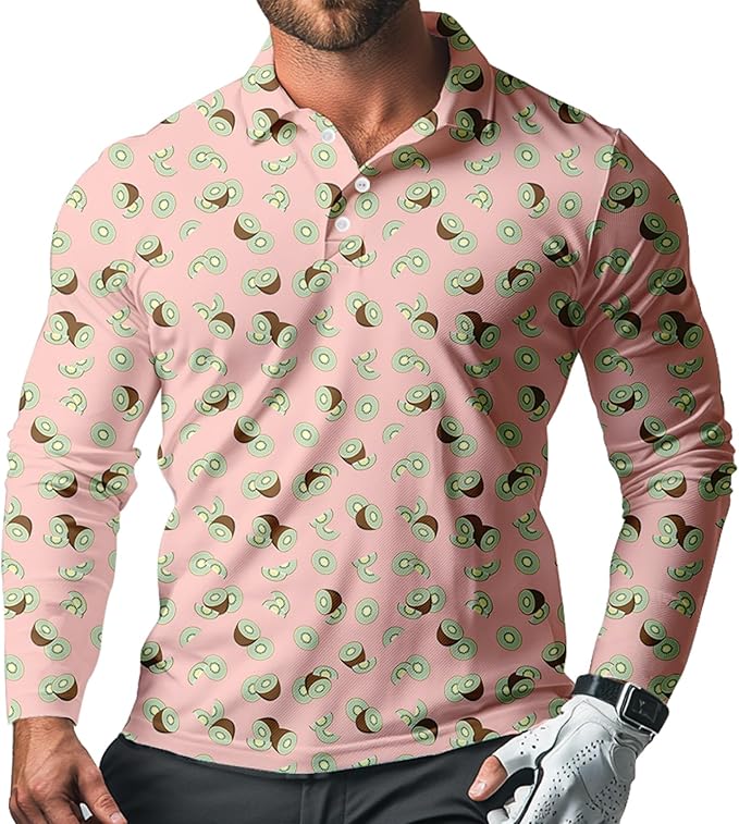 Men's Long Sleeve Golf Shirt Quick Dry 3 Button Work Fishing Outdoor Casual Collar Shirt