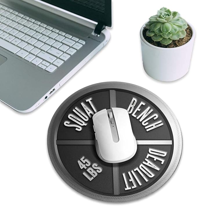Weight Lifting Mouse Pad, Barbell Plate Deadlift Mouse Pads for Desk, Stitched Edge Mousepad with Non-Slip Rubber Base, Gaming Mouse Mat for Computer Laptop Home Office