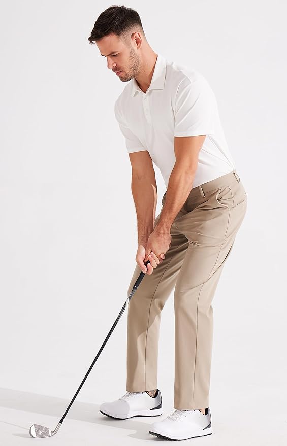 Libin Men's Golf Pants Classic Fit Flat Front Work Dress Pants 29" 31" 33" Stretch Casual Pants Lightweight with Pockets