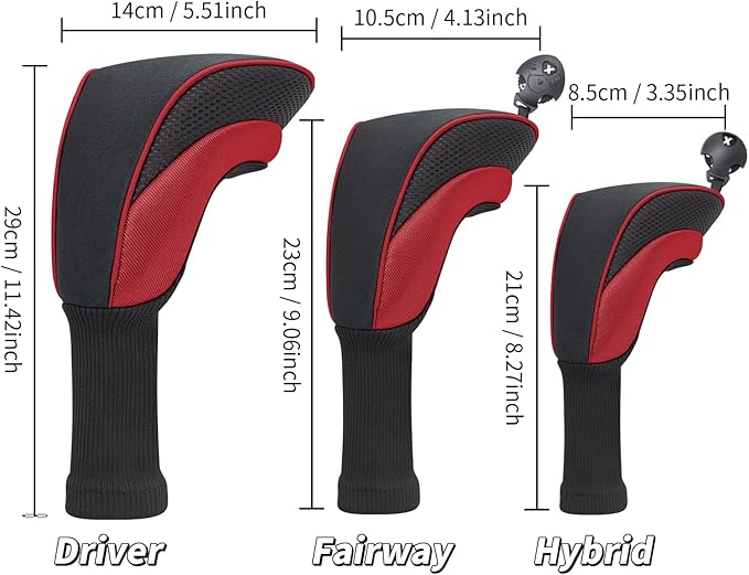 Golf Head Covers for Fairway Woods Driver Hybrids 5 Pieces Nylon Mesh Sports Fan Golf Club Headcovers-Golf Accessories for Men Women.