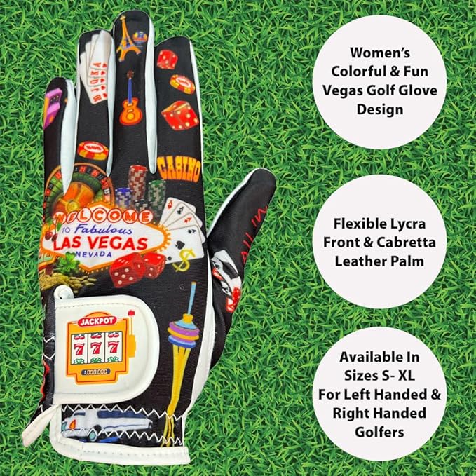 Giggle Golf Women's Golf Glove - Adjustable Strap, Left Hand Gloves for Women