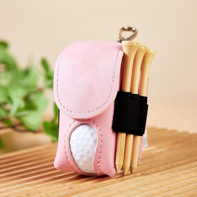 Drawelry Personalized Golf Balls Bag, Mini Golf Ball Pouch Storage Bag Portable Leather Golf Tee Holder Fathers Day Birthday Gift for Golfers Men Women