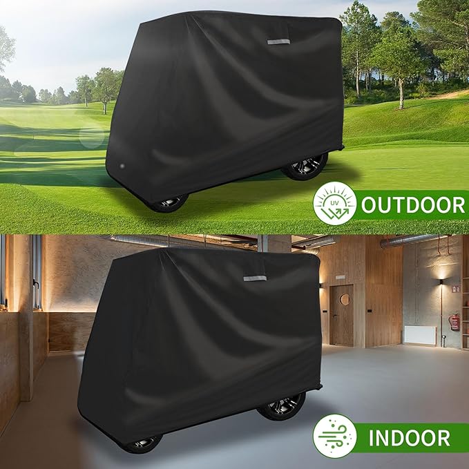 Tecoom Golf Cart Enclosure 2/4/6 Passenger, Golf Rain Cover 600D Waterproof Snowproof, Door Zippers, Clear Windows and Windproof Hooks, Universal Fit for EZGO, Yamaha, Club Car