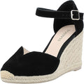 Platform Wedges Sandals for Women, 3" Wedge, Ankle-Strap, Cap Toe, Summer Espadrilles Heel Shoes