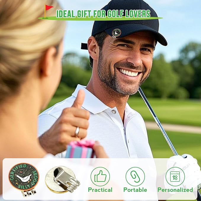 Funny Certified Goose Golf Ball Marker, Unique Magnetic Hat Clip for Golfers, Cool Golf Accessories for Men Women Golf Lovers