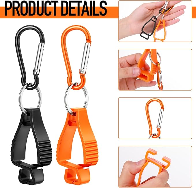 Jetec 6 Pcs Glove Clips for Work Glove Holder Grabber Safety Clips for Construction Work Accessories Helmets Hanger Clamp