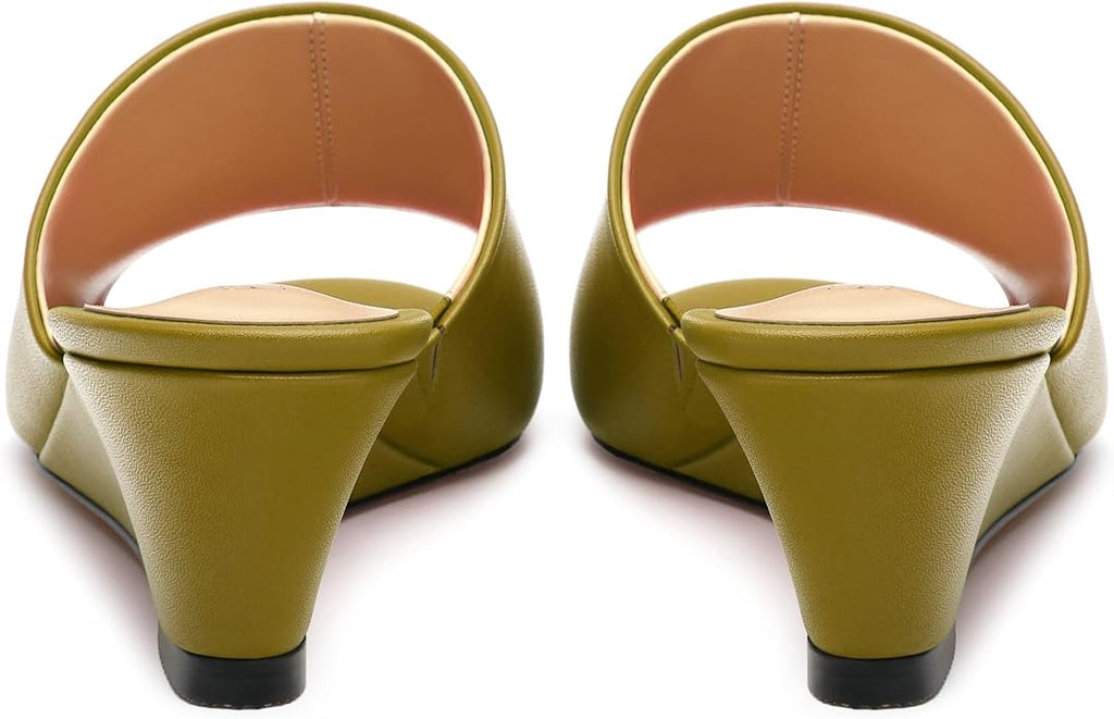 Wedge Sandals for Women Open Toe Wedge Heels Womens Matte High Heel Sandal Round Toe Heeled Wedge Sandals Slip on Casual shoes 2 inch