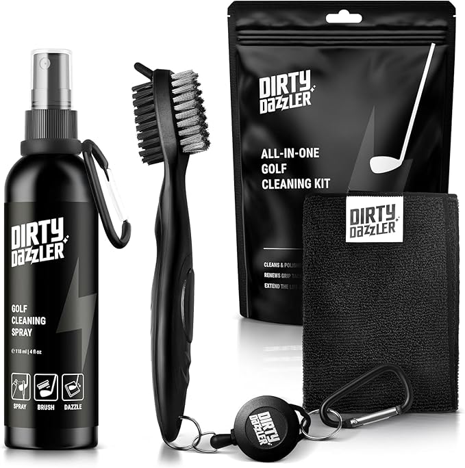 Golf Club Cleaning Kit - Includes a Groove Cleaner Tool with Golf Club Cleaner Brush, Towel and Golf Club Cleaner Spray