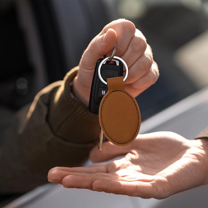 LaserGram Oval Keychain, Sunflowers, Personalized Engraving Included
