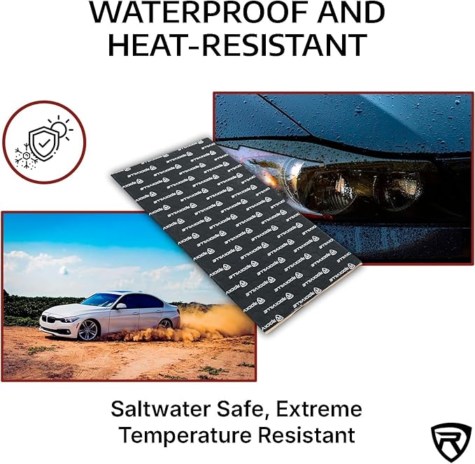 Rockville ROCKMAT 37-15 Sound Deadening Mat, 60 mil Butyl Aluminum Foil Sheets, 37.5 Sq Ft Coverage, Peel and Stick Automotive Soundproofing and Vibration Damping for Doors Floors Trunk